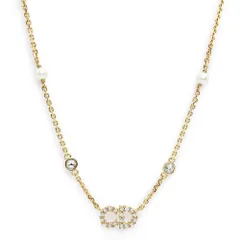 クリスチャンディオール N1033CDLCY クレール ディー リュヌ CLAIR D LUNE CDロゴ パール ラインストーン ゴールド ネックレス ペンダント 箱付 Christian Dior（未使用　展示品）