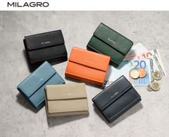 MILAGRO Shrink Leather Tri-fold Wallet - Compact Cashless Coin Purse - Men's Wallet with Card and Bill Compartments - Leather - Shrink Leather - Father's Day Gift - sl-sh-2823