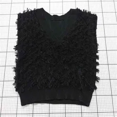 ◇ Θ セレクト MOCA シャギーニットベスト ブラック系 レディース Fサイズ E  【1511110040040】