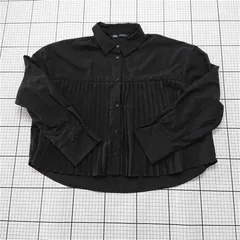 ◇ Θ ザラ ZARA プリーツデザインシャツ ブラック系 レディース Mサイズ E  【1512100006572】