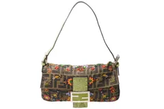極美品 FENDI フェンディ マンマバケット ワンショルダーバッグ 8BR600 ビーズ パイソンレザー キャンバス ズッカ柄 中古 4b010565