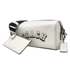 【新品】コーチ CAJ41 QBMQV (チョーク×ブラック) バッグ ショルダーバッグ COACH AXEL レザー ヴァーシティ モチーフ プリント クロスボディバッグ ミニポーチ付き 斜め掛け アウトレット メンズ