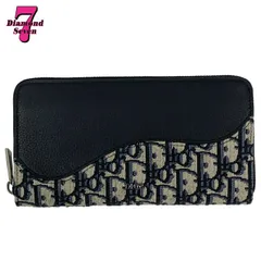 【中古】【美品】Dior ディオール Saddle ロングジップウォレット カーフスキン ジャカード オブリーク ブラック 黒 2ADBC315YKS_H05E 長財布 財布 ロングウォレット ラウンドファスナー 女性 レディース *k932*