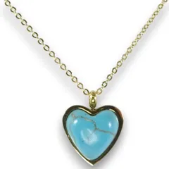 ターコイズ・トルコ石ハートカットペンダント ネックレス ・一粒ストーン12229