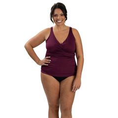 Dolphin Women's Little Dolfin Wrap Front Swim Top, Cabernet
