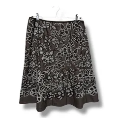 Leilian レリアン ウールフレアスカート 花柄刺繍 レース 大きいサイズ ひざ丈 日本製 花柄 レディース サイズ13＋ ブラウン 秋 久喜倉庫店 22 No.K 1482