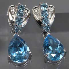 サンタマリアアクアマリン＆綺麗なダイヤモンド イヤリング0.87ct/0.5 