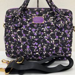 Y9950 MARC BY MARC JACOBS 2-way Shoulder Bag, Handbag, Laptop Bag, PC Bag, Computer Bag, PC Storage, Black, Purple, Floral Pattern, Quilted, Women's