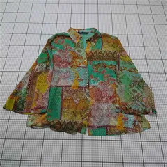 ◇ ⊂ ザラ ZARA 7886/489/330 シアーシャツ 総柄 マルチカラー XL レディース E  【1512220020175】