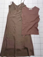 ◇ ⊂ リリアンカラット LILLIAN CARAT キャミワンピース＆ニットトップスセット ブラウン系 レディース E  【1601070002919】