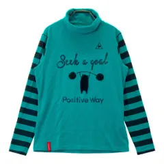 サイズ：M LE COQ GOLF ルコックゴルフ  タートルネック長袖起毛Tシャツ 袖ボーダー柄 グリーン系 [240101628791] ゴルフウェア レディース ストスト