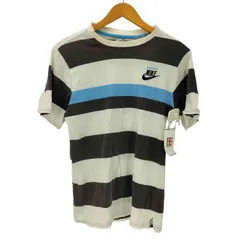 ナイキ NIKE 00S  スウッシュ 刺繍 マルチボーダー S/S クルーネック Tシャツ メンズ import：L 