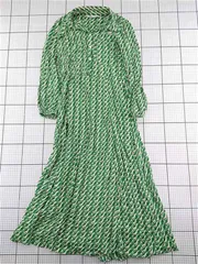 ◇ Θ ザラ ZARA 総柄シャツワンピース グリーン系 Sサイズ レディース E  【1601070003374】