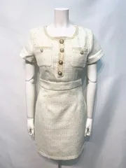 2289 DAZZY デイジー　キャバクラ　ドレス　ツイード　ラメ　スパンコール　パールボタン　タイト　ミニ　キャバドレス　M