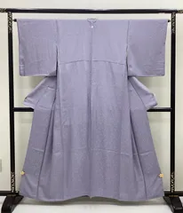 中古品　袷着物　色無地　地紋　染紋　正絹　R454