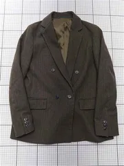 ◇ ⊇ ユニクロ UNIQLO ダブルブレストジャケット チェック柄 ブラウン系 Sサイズ メンズ E  【1601070008232】