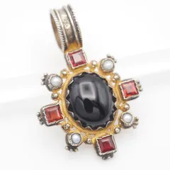 Q943 オニキス ガーネット ベビーパール 925刻印 ペンダント トップ ゴールドカラー デザイン シルバー チャーム ヘッド 1 月誕生石