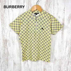 新品未使用 美品 BURBERRY LONDON バーバリーロンドン ホースロゴ刺繡 ノバチェック ハーフジップ 半袖 カットソー イエロー レディース トップス