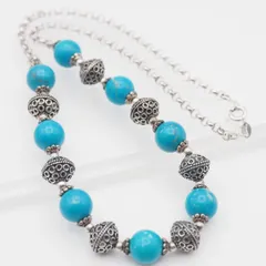 Q851 ターコイズ トルコ石 925刻印 ネックレス デザイン シルバー ヴィンテージ 12月誕生石