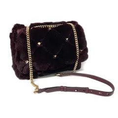 サルヴァトーレフェラガモ ラビットファー チェーンショルダーバッグ バーガンディ系 濃紫系 Salvatore Ferragamo ブランド【中古】