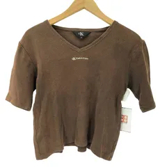 カルバンクライン CALVIN KLEIN ロゴプリント Vネックカットソー レディース import：M 
