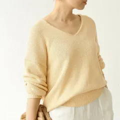 Deuxieme Classe (ドゥーズィエムクラス) *Lily Linen Vネック プルオーバー ベージュ Free
