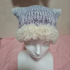 猫耳ニット帽子　ハンドメイド