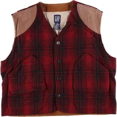 古着 90年代 ギャップ GAP オールドギャップ チェック柄 ハンティング 前開き ニットベスト メンズXL相当 ヴィンテージ/eaa605415