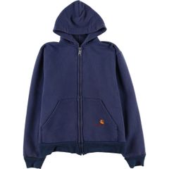 80s USA製 鬼フェード Carhartt 裏サーマルジップパーカー ナス紺