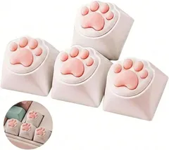 Chilland キーキャップ 肉球 猫 PBTxシリコン Cherry MX対応 キーボード用 4個セット (肉球x4)