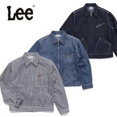 リー【Lee】LM7238 91B ZIP-UPブルゾン デニムジャケット アウター ZIPジャケット 長袖 メンズ アメリカン インディゴ ヒッコリー 淡色ブルー ユーズド加工 ヴィンテージライク デニム アメカジのサムネイル