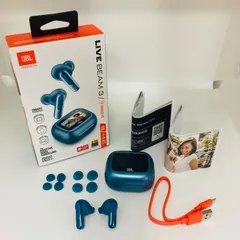 JBL LIVE BEAM 3 ワイヤレスイヤホン スマート充電ケース/LDAC対応ハイレゾ/マルチポイント/ハイブリッド ノイズキャンセリング/IP55防水/ワイヤレス充電対応/ブルー/JBLLIVEBEAM3BLU