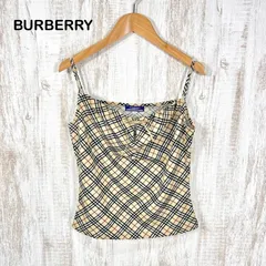 美品 BURBERRY BLUE LABEL バーバリーブルーレーベル フロントリボン ノバチェック キャミソール ベージュ レディース ノースリーブ トップス