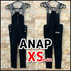 ANAP　アナップ　オーバーオール/サロペット　ダメージ加工　ブラック　XSサイズ（135～145）キッズ/子供/女の子　現状品　NMO2-121-08