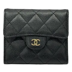 シャネル CHANEL 財布 レディース ブランド 二つ折り財布 マトラッセ キャビアスキン ブラック ゴールド金具 おしゃれ 上品 大人 定番 【中古】