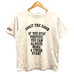 AMERICAN HORIC Ｔシャツ カットソー クルーネック ロゴ プリント 半袖 Ｍ 白 アイボリー