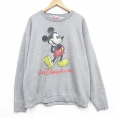 XL/古着 長袖 スウェット メンズ 90年代 90s ディズニー ミッキー クルーネック USA製 グレー 霜降り 25dec29