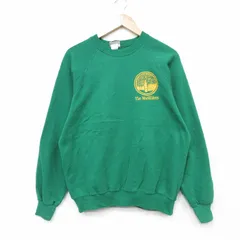 L/古着 リー Lee 長袖 スウェット メンズ 90年代 90s 木 ラグラン クルーネック USA製 緑 25dec29
