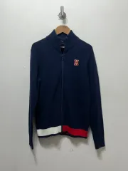 トミーヒルフィガー ネイビー ニット ジップアップ カーディガン 164