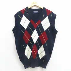 L/古着 アロー ニット ベスト メンズ 80年代 80s アーガイル アクリル  25dec29のサムネイル