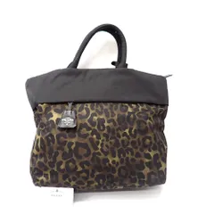 Ft1305461 プラダ トートバッグ リバーシブル レオパード ヒョウ柄 B4521V ブラック/カーキ系 レディース PRADA 中古