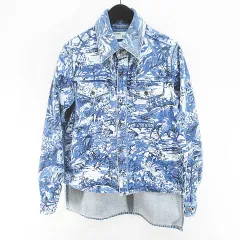 オフホワイト OFF WHITE OWYD002F18386067 ジージャン デニムジャケット フィッシュテール 38 青系 ブルー イタリア製 スリット 総柄のサムネイル