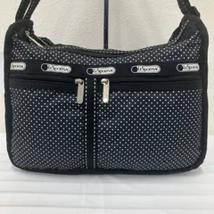 9923　LeSportsac　レスポートサック　デラックスエブリデイ　ショルダーバッグ　ブラック　黒　ドット　水玉　ステッチ　レディース　軽量　カジュアル　シンプル