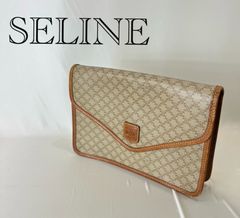 CELINE マカダム柄 トリオンフ クラッチバッグ ポーチ PVC ベージュ