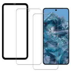 ガイド枠付き 日本旭硝子製 対応 Google Pixel 8 Pro 用 ガラスフィルム 強化ガラス 液晶保護フィルム 9H硬度, 2枚