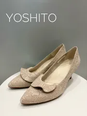 【YOSHITO/ヨシト】レースラッフルパンプス 　23㎝　ベージュ　本革　パンプス　レース　フォーマル　入学式卒業式