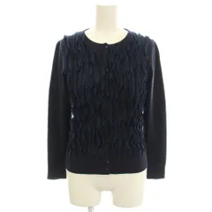 アナイ ANAYI カーディガン ニット フリル 長袖 38 ネイビー 紺 /☆G ■BM