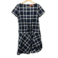 YORKLAND(ヨークランド) ワンピース サイズ7 S レディース美品  ネイビー×ライトブルー×ベージュ 半袖/チェック柄