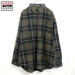 90s USA製 vintage L.L.Bean チェック柄 ボタンダウン ネル 長袖シャツ メンズ 表記XLサイズ