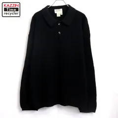 90s vintage Eddie Bauer 無地 ワッフル ニットセーターポロシャツ  メンズ 表記Lサイズ